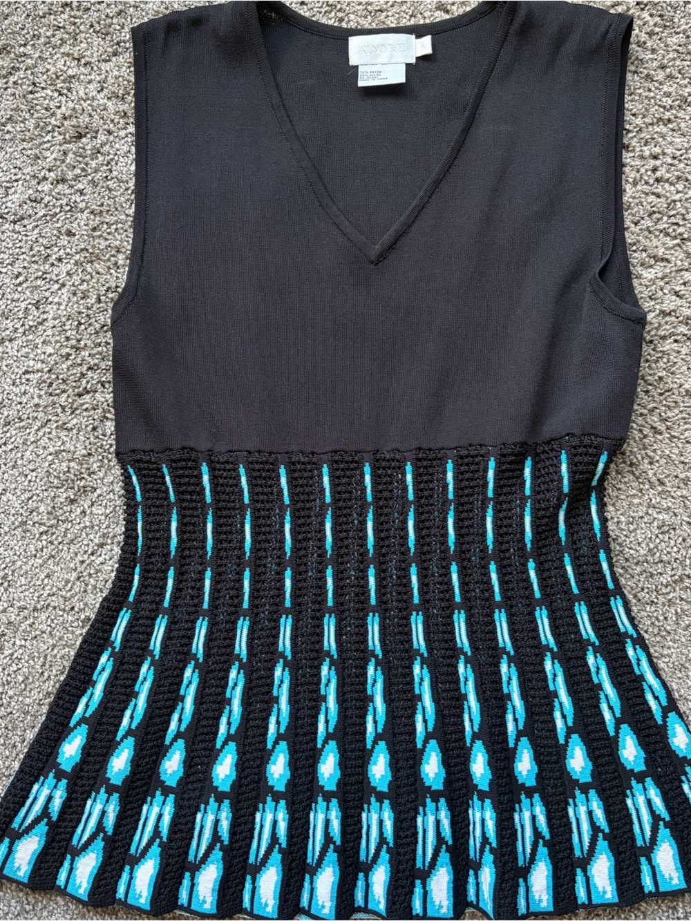 Adore Black One-Piece with Turquoise Patterned Skirt